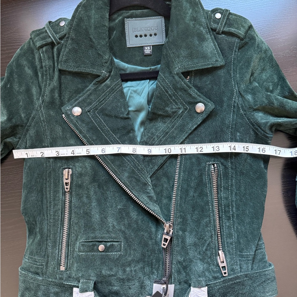 BLANKNYC Emerald Green Suede Moto Jacket NWT Leather Biker Belted XS - Picture 10 of 13